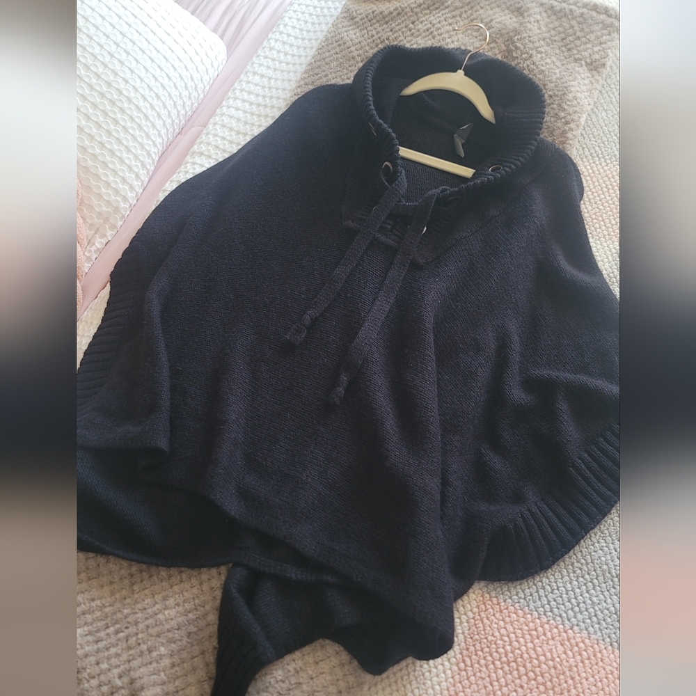 Women's Black Shawl Knit Sweater